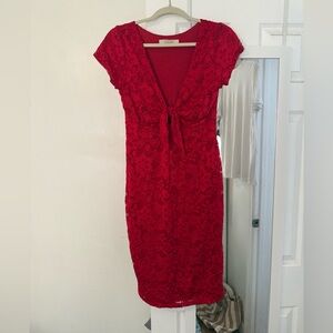 Lucy Love Red Lace Midi Dress